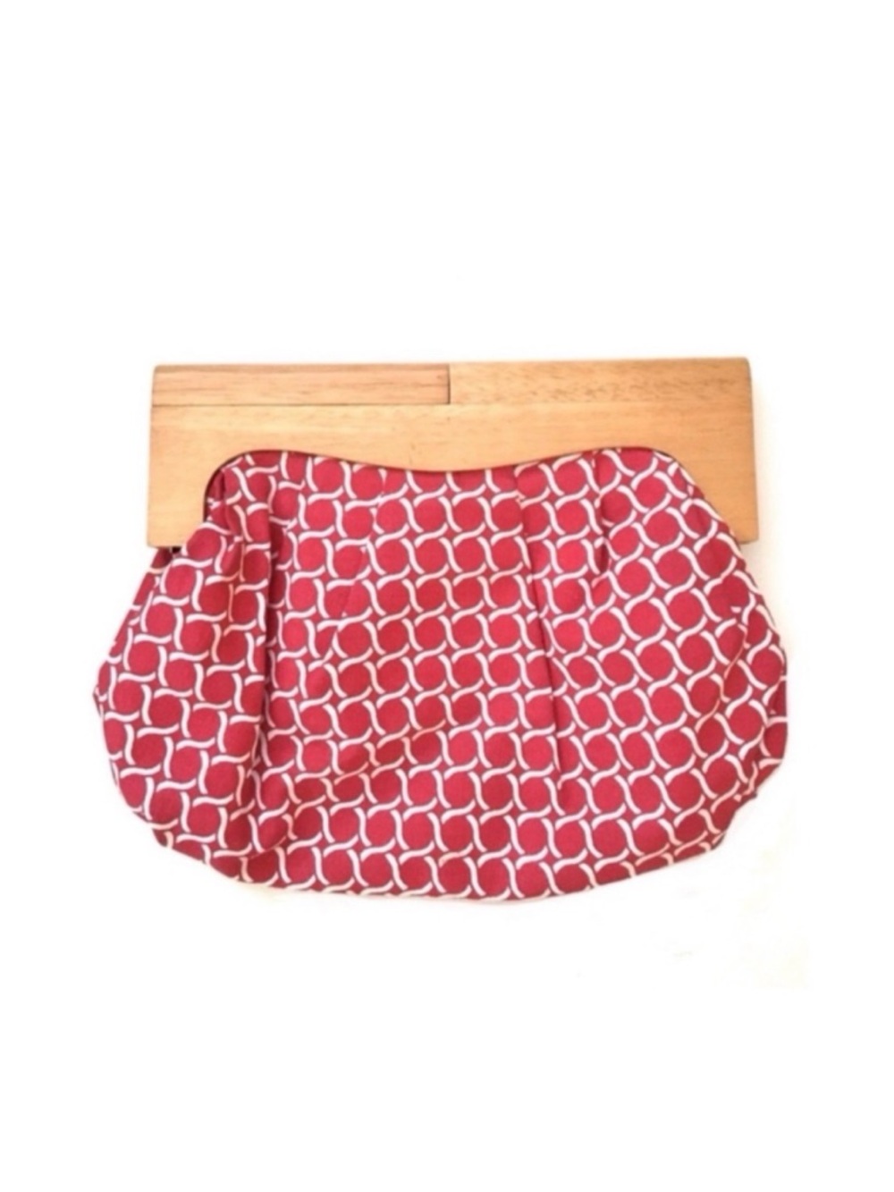 Mod Wooden Handle Clutch Bag in Link Print